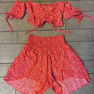 Two piece set. Top and matching shorts.
